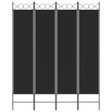 Sobna pregrada s 4 panela crna 160 x 200 cm od tkanine 350153 Sobna pregrada s 4 panela crna 160 x 200 cm od tkanine 350153