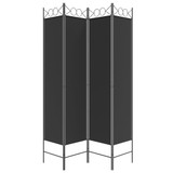 Sobna pregrada s 4 panela crna 160 x 200 cm od tkanine 350153 Sobna pregrada s 4 panela crna 160 x 200 cm od tkanine 350153