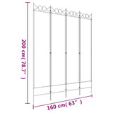 Sobna pregrada s 4 panela crna 160 x 200 cm od tkanine 350153 Sobna pregrada s 4 panela crna 160 x 200 cm od tkanine 350153