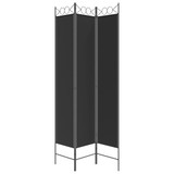 Sobna pregrada s 3 panela crna 120x220 cm od tkanine 350165