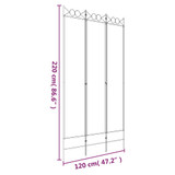 Sobna pregrada s 3 panela crna 120x220 cm od tkanine 350165