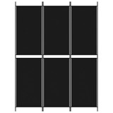 Sobna pregrada s 3 panela crna 150 x 200 cm od tkanine 350229
