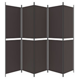 Sobna pregrada s 5 panela smeđa 250 x 200 cm od tkanine 350235