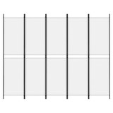 Sobna pregrada s 5 panela bijela 250 x 200 cm od tkanine 350234