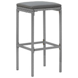 9-dijelni vrtni barski set s jastucima sivi od poliratana 3187638