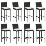 9-dijelni vrtni barski set s jastucima crni od poliratana 3187647