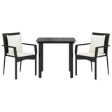 3-dijelni vrtni blagovaonski set s jastucima od poliratana crni 3185107