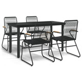 5-dijelni vrtni blagovaonski set od PVC ratana crni 3099211