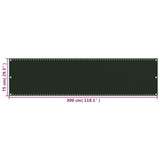 Balkonski zastor tamnozeleni 75 x 300 cm HDPE 310968