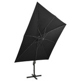 Konzolni suncobran sa šipkom i LED svjetlima 300 cm crni 312348 Konzolni suncobran sa šipkom i LED svjetlima 300 cm crni 312348