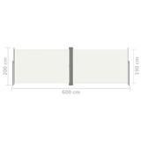 Uvlačiva bočna tenda krem 200 x 600 cm 318007