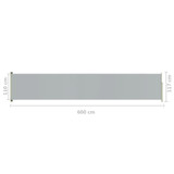 Uvlačiva bočna tenda za terasu 117 x 600 cm siva 317950