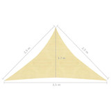 Jedro za zaštitu od sunca 160 g/m² bež 2,5 x 2,5 x 3,5 m HDPE 311141