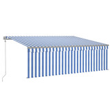 Automatska tenda s roletom i senzorom LED 4 x 3 m plavo-bijela 3069431