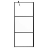 Pregrada za tuš s policom crna 80 x 195 cm s mutnim staklom ESG 3185450