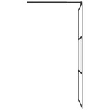 Pregrada za tuš s policom crna 80 x 195 cm s mutnim staklom ESG 3185450
