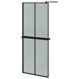 Pregrada za tuš s policom crna 80 x 195 cm s mutnim staklom ESG 3185453