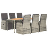 7-dijelni vrtni blagovaonski set sivi od poliratana 3157595