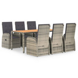 7-dijelni vrtni blagovaonski set sivi od poliratana 3157588