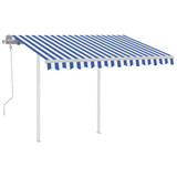 Tenda na ručno uvlačenje sa stupovima 3 x 2,5 m plavo-bijela 3069896