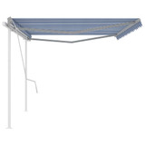 Tenda na ručno uvlačenje sa stupovima 5 x 3 m plavo-bijela 3069976