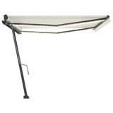 Tenda na ručno uvlačenje s LED svjetlima 400 x 300 cm krem 3069742