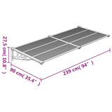 Nadstrešnica za vrata crna i prozirna 239x90 cm polikarbonat 153686