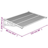 Nadstrešnica za vrata crna 122x90 cm polikarbonatna 153697
