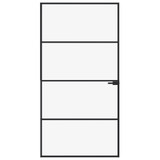 Sobna vrata crna 102 x 201,5 cm kaljeno staklo i aluminij tanka 153661