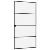 Sobna vrata crna 102 x 201,5 cm kaljeno staklo i aluminij tanka 153661