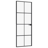 Sobna vrata crna 76 x 201,5 cm kaljeno staklo i aluminij tanka 153662