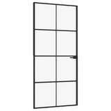 Sobna vrata crna 93 x 201,5 cm kaljeno staklo i aluminij tanka 153664