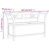 Klupa siva 107 x 45 x 75,5 cm od masivne jelovine 351775