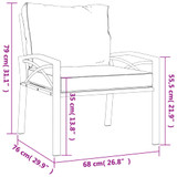Vrtna stolica s jastucima boje pijeska 68 x 76 x 79 cm čelična 362720