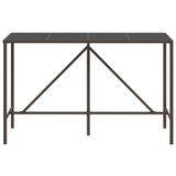 Barski stol sa staklenom pločom smeđi 180x70x110 cm poliratan 362590