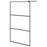 Pregrada za tuš s policom crna 115x195 cm staklo ESG i aluminij 3185479
