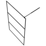Pregrada za tuš s policom crna 115x195 cm staklo ESG i aluminij 3185479
