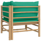 Kutna vrtna sofa od bambusa sa zelenim jastucima 362293 Kutna vrtna sofa od bambusa sa zelenim jastucima 362293