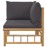 Kutna vrtna sofa od bambusa s tamnosivim jastucima 362308