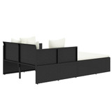 Ležaj za sunčanje s jastucima crni 182 x 118 x 63 cm poliratan 362267