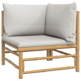 Kutna vrtna sofa od bambusa sa svjetlosivim jastucima 362278 Kutna vrtna sofa od bambusa sa svjetlosivim jastucima 362278