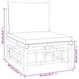 3-dijelna vrtna garnitura od bambusa s krem bijelim jastucima 3155183
