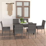 7-dijelni vrtni blagovaonski set od poliratana sivi 3065702