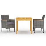3-dijelni vrtni blagovaonski set sivi 3067676