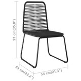 5-dijelni vrtni blagovaonski set od PVC ratana crni 3060131