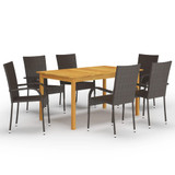 7-dijelni vrtni blagovaonski set smeđi 3067786