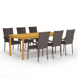 7-dijelni vrtni blagovaonski set smeđi 3067877