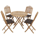 5-dijelni sklopivi vrtni blagovaonski set od bambusa 3063983
