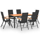 7-dijelni vrtni blagovaonski set crno-smeđi 3060079