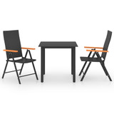 3-dijelni vrtni blagovaonski set crno-smeđi 3060070